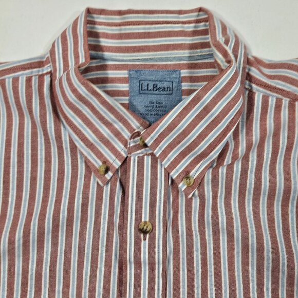 Vintage L.L. Bean Blue Tag Men’s XXL Tall Striped Oxford Shirt 100% Cotton - Picture 2 of 7